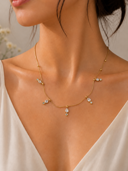 Studded Dewdrop Necklace