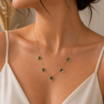 Studded Green Drops Necklace