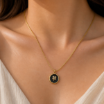 Black Enamel Gold Necklace
